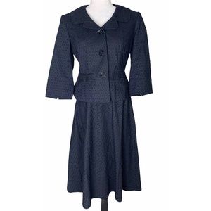 Josephine Chaus Black eyelet Skirt Suit Size 4